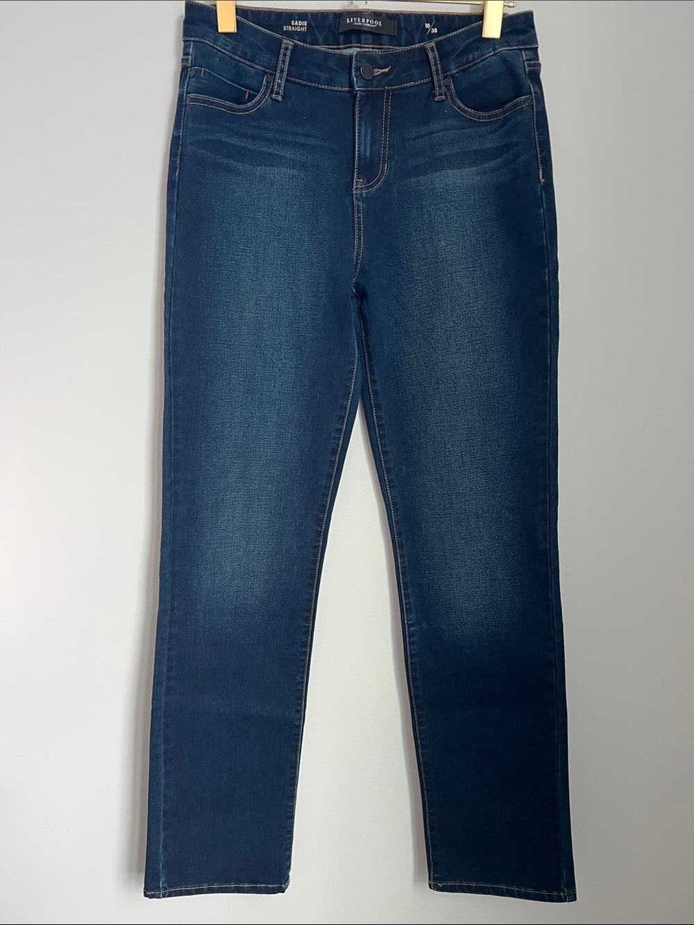 Liverpool Jeans Company | Sadie Straight Dark Indigo Denim Jeans NWOT Size 10/30